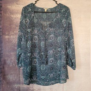 Green pattern Tassel Blouse Sonoma Size XL